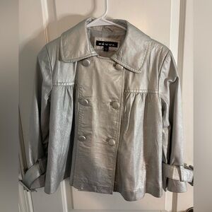 Revue Vintage Nordstrom metallic silver leather jacket size s EUC